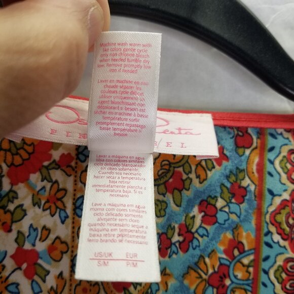 Oscar de la Renta Robe Women S/M Pink Label Paisley Loungewear Satin Knee Length - Picture 12 of 16